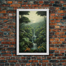Jungle Wall Art, Waterfalls Art, Nature Wall Art, Trees Art Print, Canvas Print, Wall Art, Vertical Art, Lake House Wall Art, Indie Room Art