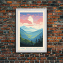 Great Smoky Mountains National Park Travel Poster Art, Canvas Print Wall Art, Tennesee Travel Art, Midcentury Modern Travel Decor, Wall Art