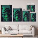 Cyberpunk Dystopian Emerald Green Town City Background Fine Art Print, Wall Decor, Wall Poster, Wall Art Print