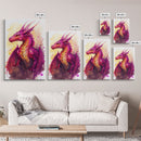 Magenta Purple Watercolor Dragon Fantasy Fine Art Print, Wall Decor, Wall Poster, Wall Art Print