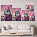 Siberian Husky In Pink Jacket Sunglasses Wall Print, Dog Art Print, Dog Portrait, Framed Wall Art, Framed Canvas, Wall Print, Wall Canvas