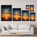 Abstract sunset and clouds canvas print, beautiful oil painting print, nature and landscape wall art, ready to hang