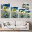 Watercolor Painting Print of a Sunflower and Wildflowers, Framed Canvas Art, Framed Print, Living Room Wall Decor