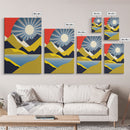 Scandinavian Style Midcentury Wall Art, Framed Canvas Print - Art Deco Minimalist Sunset Retro Style Wall Art Sepia Tones