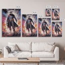 Cosmic Cyberpunk Cowboy Graffiti Art, Framed Canvas Print