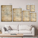 Columbus vintage map print poster or framed canvas, Ohio map print poster canvas, Columbus city map print poster canvas