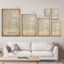Birmingham UK map print poster or framed canvas, England map print poster canvas, UK city map print poster canvas, Vintage Travel Art