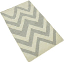 Chevron Pattern Gray and Beige Dhurrie Rug