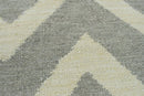 Chevron Pattern Gray and Beige Dhurrie Rug