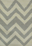 Chevron Pattern Gray and Beige Dhurrie Rug