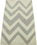 Chevron Pattern Gray and Beige Dhurrie Rug
