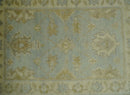 2x3 Hand Knotted Blue and Beige Traditional Persian Oushak Wool Rug | N2923