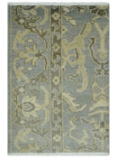 2x3 Hand Knotted Gray And Beige Traditional Persian Wool Rug