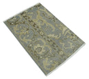 2x3 Hand Knotted Gray And Beige Traditional Persian Wool Rug
