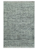 2x3 Hand Knotted Ivory and Charcoal Stripes Tribal Pattern Wool Rug