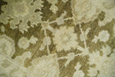 2x3 Hand Knotted Olive And Beige Traditional Oushak Wool Rug