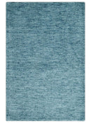 2x3 Hand Woven Modern Solid Blue Wool Rug