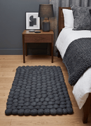 2x3 Handmade Felted Round Pebbles Gray Charcoal Wool Rug