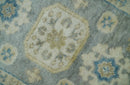 2x3 Ivory, Beige and Silver Hand Knotted Heriz Traditional Design Wool Rug