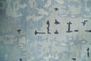 2x3 Modern Abstract Blue, Ivory and Charcoal Bamboo silk Rug
