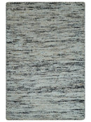 2x3 Modern Abstract Charcoal and Silver Hand Loom Art Silk Rug