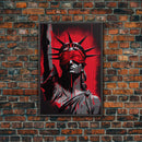 Blindfolded Statue of Liberty Graffiti art, framed canvas print, dystopian art