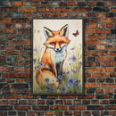 Red Fox Wall Art, 24" x 36" Wall Art, Woodland Spring Decor, Canvas Wall Hanging, Rustic Farmhouse Decor, Modern Farmhouse Art