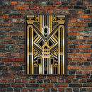 Art Deco Pattern Wall art, Framed Canvas Print, Art Deco, Gold art, Geometric art, Wall decor, Midcentury Modern, Lines art, Wall decor