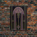 Art Deco Wall art, Framed Canvas Print, Art Deco, Gold & purple art, Living room art, Stained glass art, Office decor, Abstract art