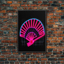 Neon Lights Folding Fan Wall Art, Line Art Print, Pink, Glowing Art, Minimalist Print, Wall Decor, Canvas Print, Wall Art, Framed Canvas