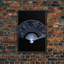 Folding Fan Wall Art, Chinese Art Print, White Fan, Black And White, Minimalist Print, Wall Decor, Canvas Print, Wall Art, Framed Canvas