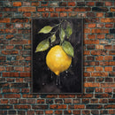 Food Art, Lemon Wall Decor, Fruit Wall Art, Kitchen Wall Art, Minimalist Wall Art, Wall Decor, Canvas Print, Wall Art, Framed Canvas Art