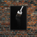Dripping Paint Brush Wall Art, Black Paint, Brush Wall Decor, Minimalist Print. Wall Decor, Canvas Art, Wall Art, Framed Canvas Wall Decor