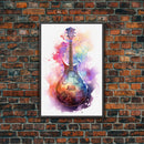 Lute Art, Stringed Instrument Print, Framed Canvas Art, Fantasy Decor, Art / Gift For The Bard Player