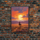 Cowboy Wall Art, Western Decor, Sunset Wall Art, Desert Art, Canvas Print, Wall Art, Vertical Art, Boys Bedroom Decor, Ranch Wall Art