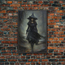 The Witch, Witch Decor, Halloween Witch, Framed Canvas, Retro Hallowen Wall Art, Halloween Canvas, Witch Painting, Gothic Victorian Art