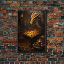 Dragon Art, Fantasy Art, Treasure Chest, Canvas Print, Wall Hanging, Portrait Art, Video Game Art, Nerdy Home Decor, Gift For Friend