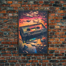 Retro 80s Cassette Tape Art, Framed Canvas Print, Custom Cassette Tape Wall Art, Cassette Tape Decor, Mix Tape Wall Art