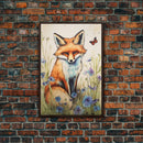 Red Fox Wall Art, 24" x 36" Wall Art, Woodland Spring Decor, Canvas Wall Hanging, Rustic Farmhouse Decor, Modern Farmhouse Art