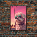 Shih Tzu Wall Print, Dog Wall Art, Dog Sunglasses, Palm Trees, Sunset, Funny Art, Framed Wall Art, Framed Canvas, Wall Print, Wall Canvas