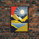 Scandinavian Style Midcentury Wall Art, Framed Canvas Print - Art Deco Minimalist Sunset Retro Style Wall Art Sepia Tones