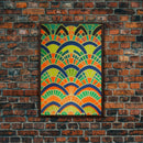 Art Deco Pattern Wall art, Framed Canvas Print, Art Deco, Wall art, Patterns art, Green colors art, Living room art, Colorful painting