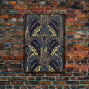 Midcentury Modern Wall art - Framed Canvas Print - Art Deco - Blue colors - Stained glass art - Patterns art - Mosaic art - Living room art