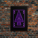 Neon Lights Purple Ace Of Spades Wall Decor, Poker Wall Art, Cards, Minimalist Print, Wall Decor, Canvas Print, Wall Art, Framed Canvas