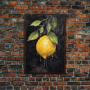Food Art, Lemon Wall Decor, Fruit Wall Art, Kitchen Wall Art, Minimalist Wall Art, Wall Decor, Canvas Print, Wall Art, Framed Canvas Art