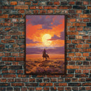 Cowboy Wall Art, Western Decor, Sunset Wall Art, Desert Art, Canvas Print, Wall Art, Vertical Art, Boys Bedroom Decor, Ranch Wall Art