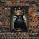 King Of The Ravens, Dark Academia, Gothic Decor, Witch's Familiar, Framed Canvas Print or Canvas, Crow Portrait, Halloween Decor Art