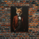 The Victorian Business Fox, Framed Canvas or Canvas Print, Halloween Decor, Dark Academia, Funny Halloween Decorations
