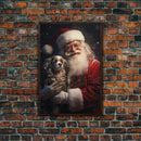 Santa Claus And His Cavalier King Charles, Christmas Wall Art, Dog Gift, Christmas Dog, Winter Wall Art, Santa Decor, Santa Art Print