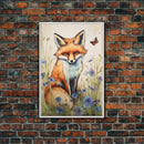 Red Fox Wall Art, 24" x 36" Wall Art, Woodland Spring Decor, Canvas Wall Hanging, Rustic Farmhouse Decor, Modern Farmhouse Art